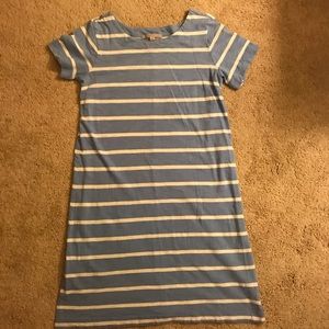 XS Gap blue and white striped tee shirt dress